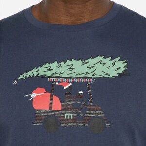 NEW Travis Mathew Blue JINGLE JANGLE T-shirt Holiday Christmas golf cart Med NWT